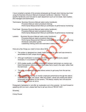 Salon Employee Handbook PDF  Form