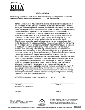 Mold Addendum Massachusetts  Form