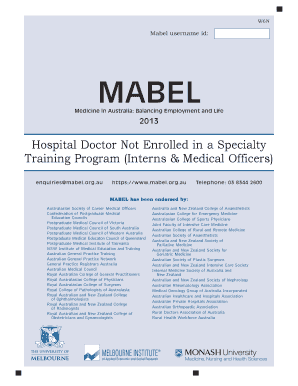 W6N Mabel?username?id MABEL Medicine in Australia  Form