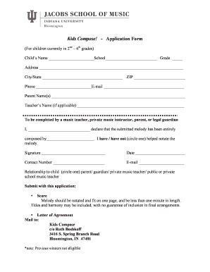 Music Admission Form