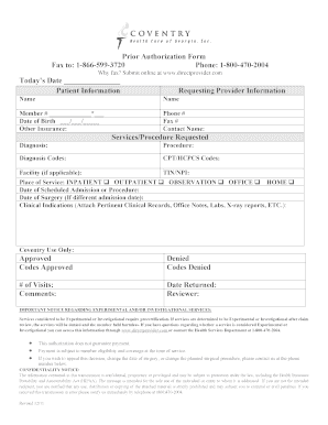 Coventry Healthcare of Ga Form