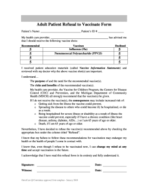 Vaccine Refusal Form PDF