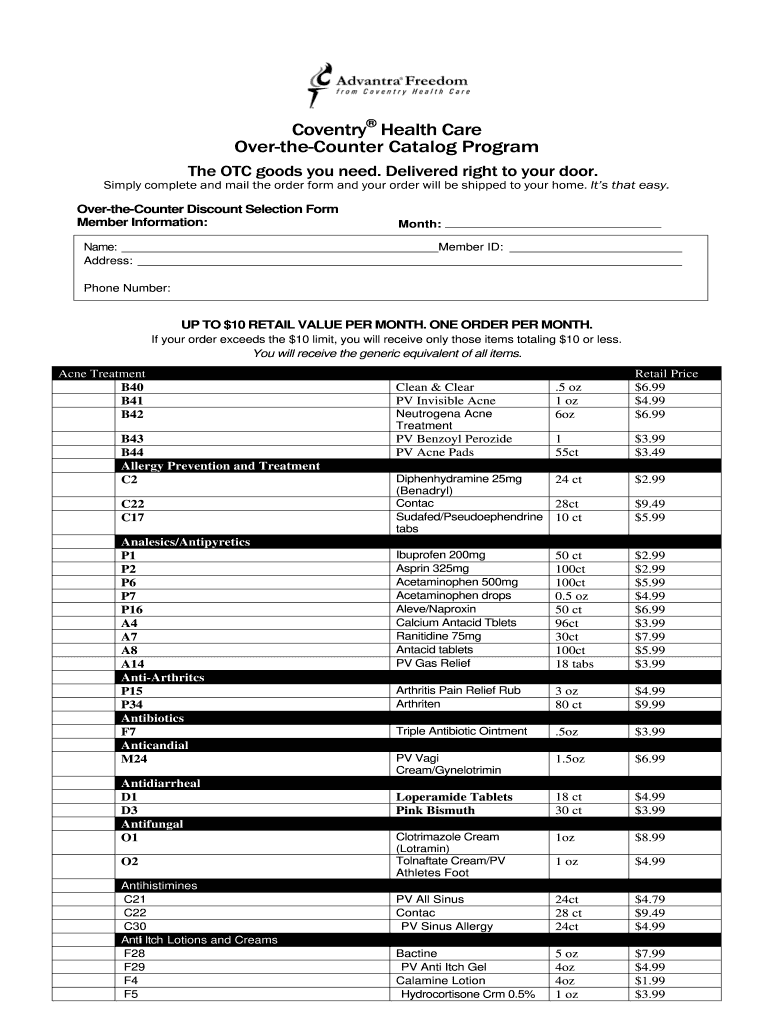 Coventry Otc  Form