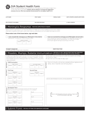 Sva Student Health Form