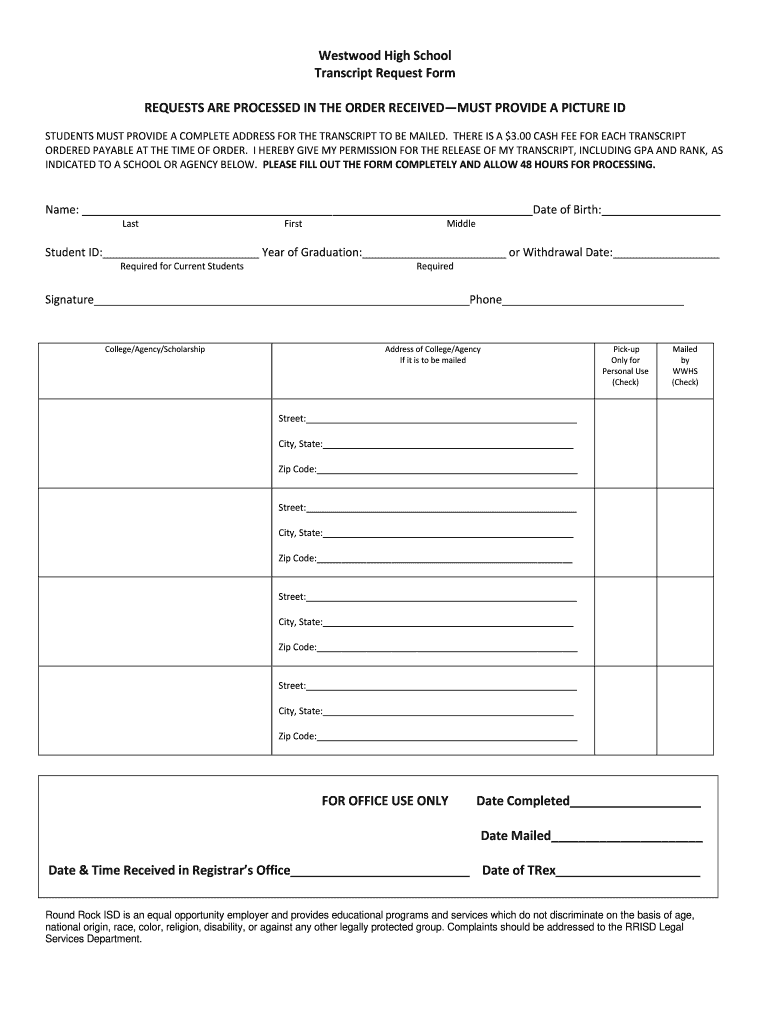 Sample Email Requesting School Transcript  Form