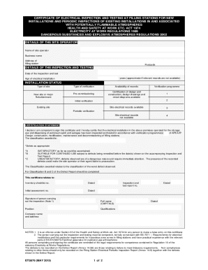 Filling Station Electrical Periodic Inspection Report  Form