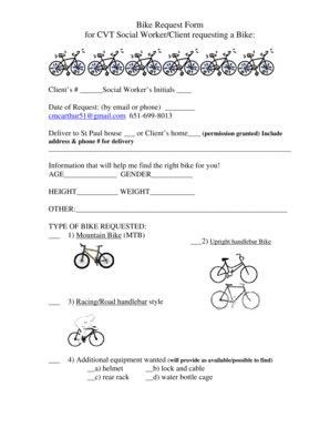 Bicycle Request Form PDF HealTorture Org Healtorture