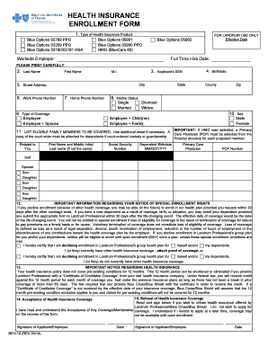 BEH 10 Health Insurance Enrollment Form