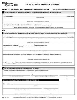 Blank Sworn Statement Form