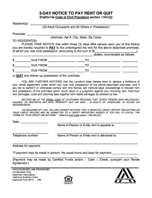 3 Day Eviction Notice Fill Out And Sign Printable Pdf Template Signnow