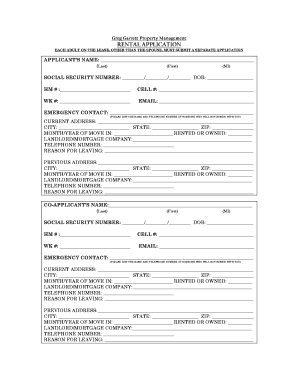 Greg Garrett Property Management  Form