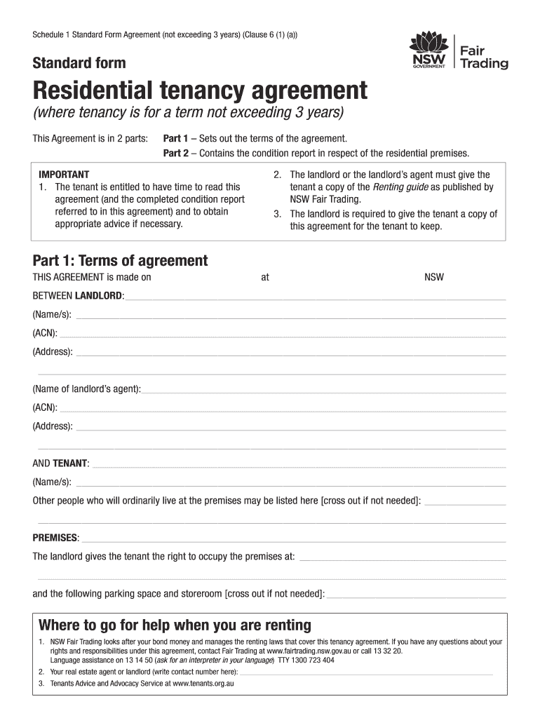 Get and Sign Standard Form Residential Tenancy Agreement