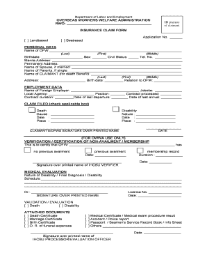 Owwa Death Claim Form