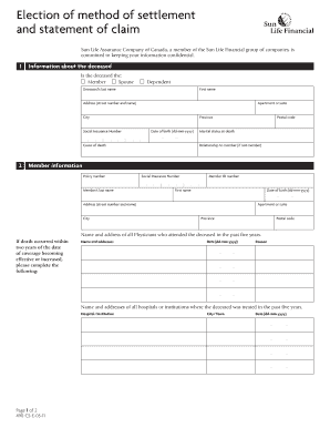  Election of Method of Settlement and Statement Sun Life Financial 2011