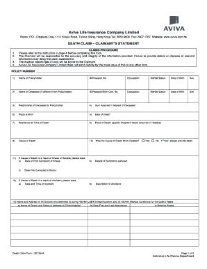 Aviva Bereavement Form