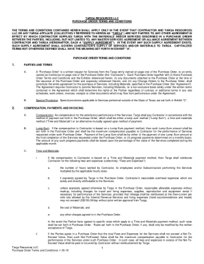Purchase Order Terms and Conditions Template  Form