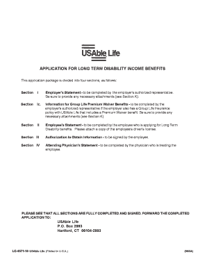 USAble Life Long Term Disability Claim Form Marc Jessup Insurance