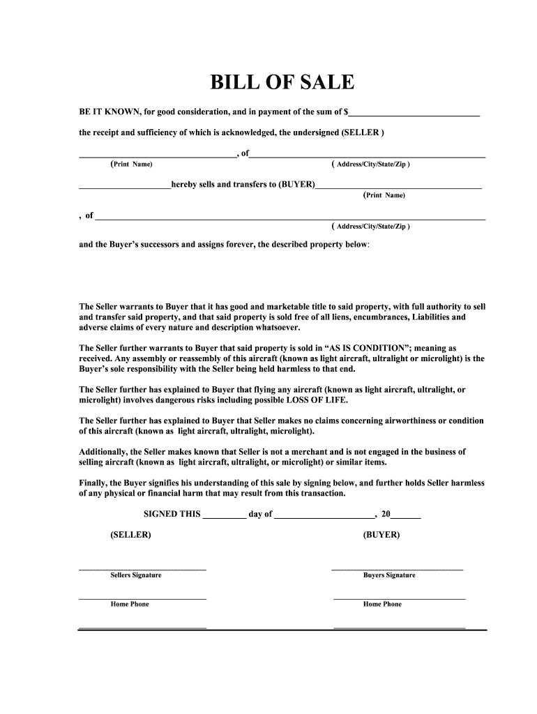 Horse Bill of Sale  Form