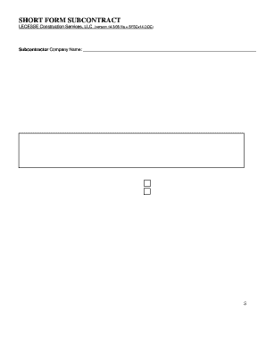 Contractor Subcontractor  Form