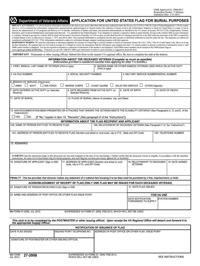 VA Form 27  Veterans Benefits Administration  Vba Va