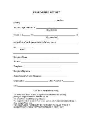 Prize Form