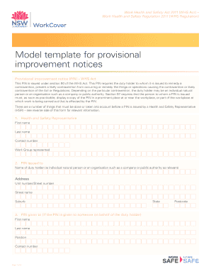 Provisional Improvement Notice  Form