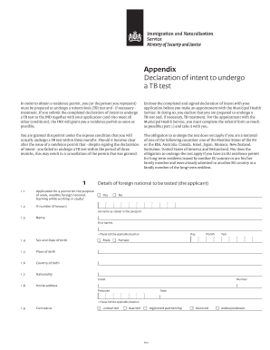 Declaration of Intent to Undergo a Tb Test  Form