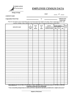 Census Template  Form