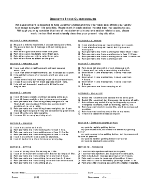 Low Back Oswestry Form
