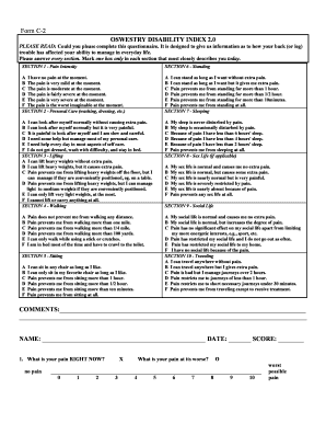 Oswestry Disability Index  Form