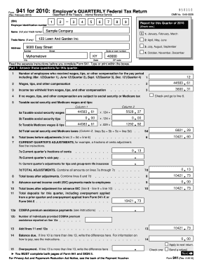 Form 941 Employers Quarterly Federal Tax Return Clover