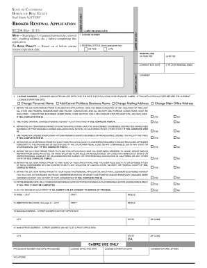Broker Renewal Application RE 208 California Department of  Form