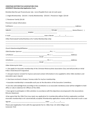 Christian Motorcycle Association Handbook  Form