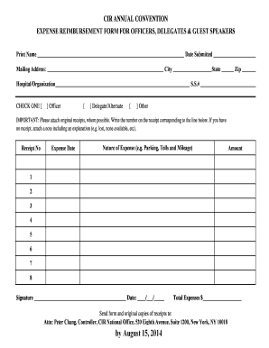  Expense Reimbursement Form CIRSEIU Healthcare Cirseiu 2014