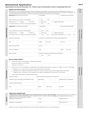 Application for Owner Occupied Homestead Scott County Co Scott Mn  Form