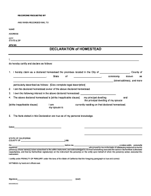 Homestead Declaration Form Kern County California