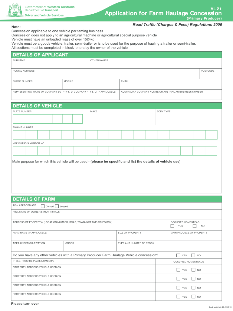  Application for Farm Haulage Concession Department of Transport Transport Wa Gov 2013-2024