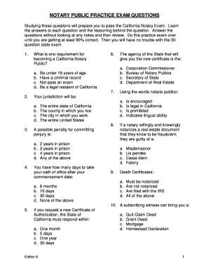 Notary Practice Test California PDF  Form