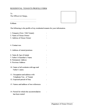 Tenant Profile Template  Form