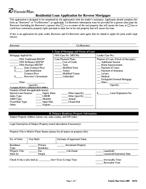 Form 1009 Reverse Mortgages