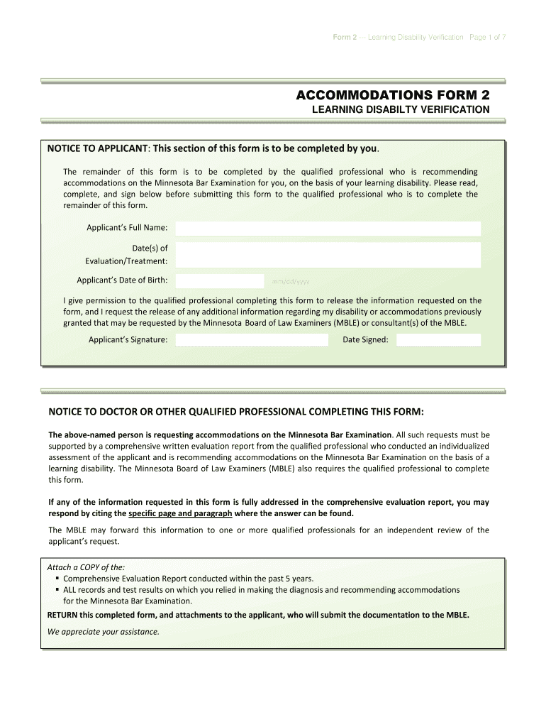 Mn Accommodation Verification  Form