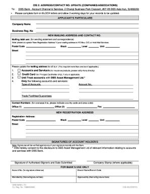 Dbs Change of Address Form