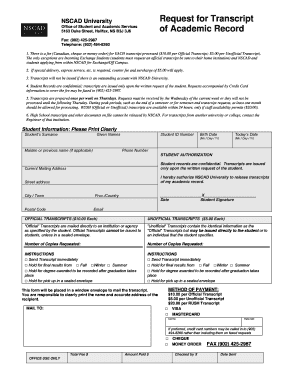 Nscad Transcript Request  Form