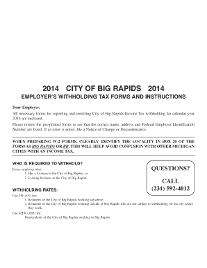 Employer Withholding Forms and City of Big Rapids Ci Big Rapids Mi