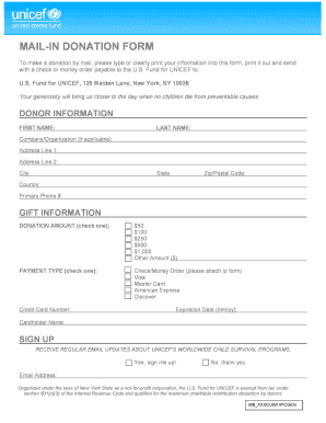 Unicef Donation Receipt Download  Form