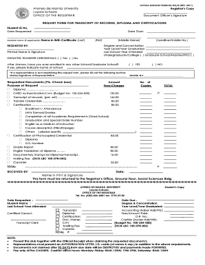 Transcript of Records  Form