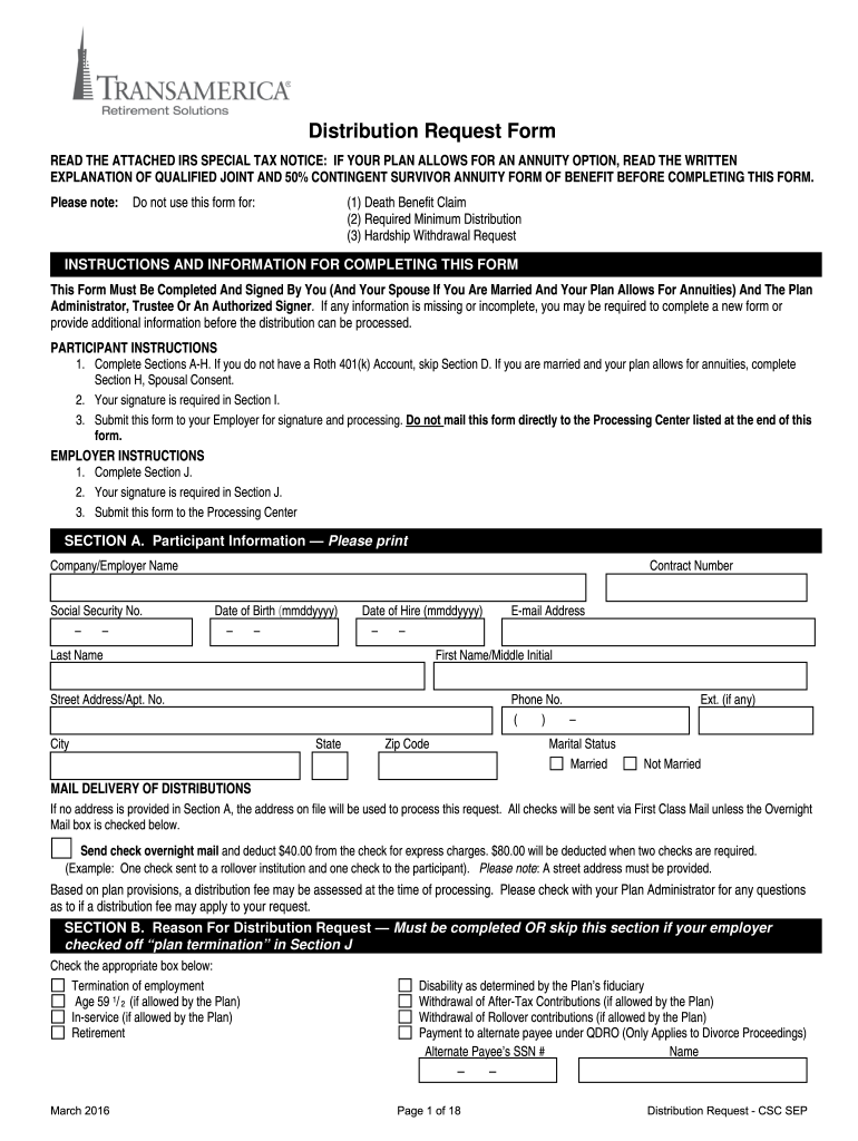  Transamerica 401k Withdrawal Form 2014-2024