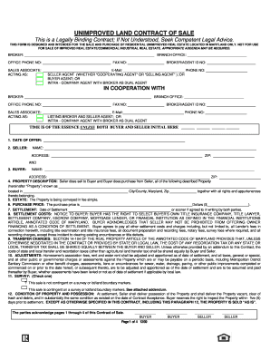 Land Contract PDF Frederick County Association of Realtors Fcar  Form