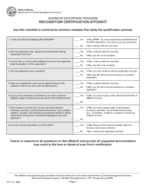 RECOGNITION CERTIFICATION AFFIDAVIT State of Illinois Www2 Illinois  Form