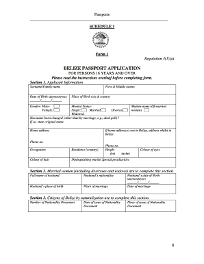 Form 1 Belize Passport Application Government of Belize